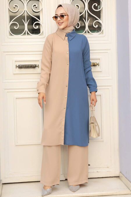 İndigo Blue Hijab Double Suit 52331IM